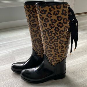 Coach Trisee animal print rain boots.  Size 8